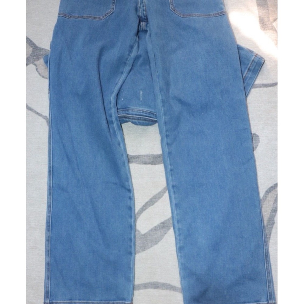 Free People x Driftwood Embroidered Denim Jumpsuit M Flare Leg Hippy Western - Picture 5 of 6